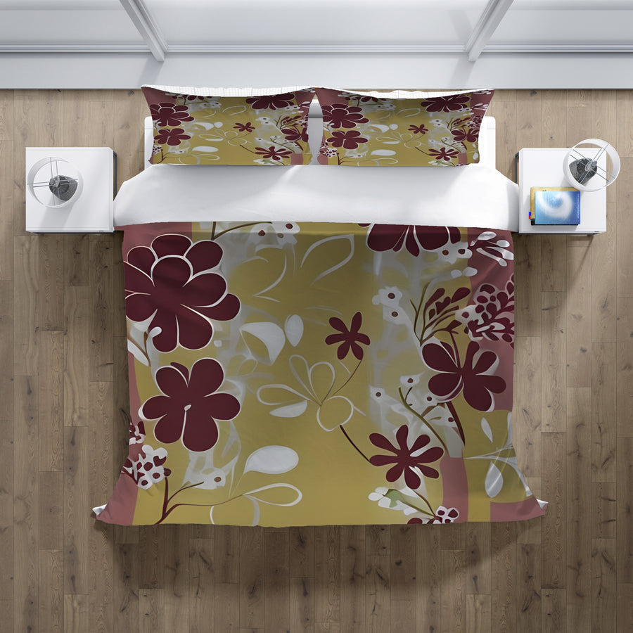 Purple Floral Abastract Botanical Pattern Duvet Cover