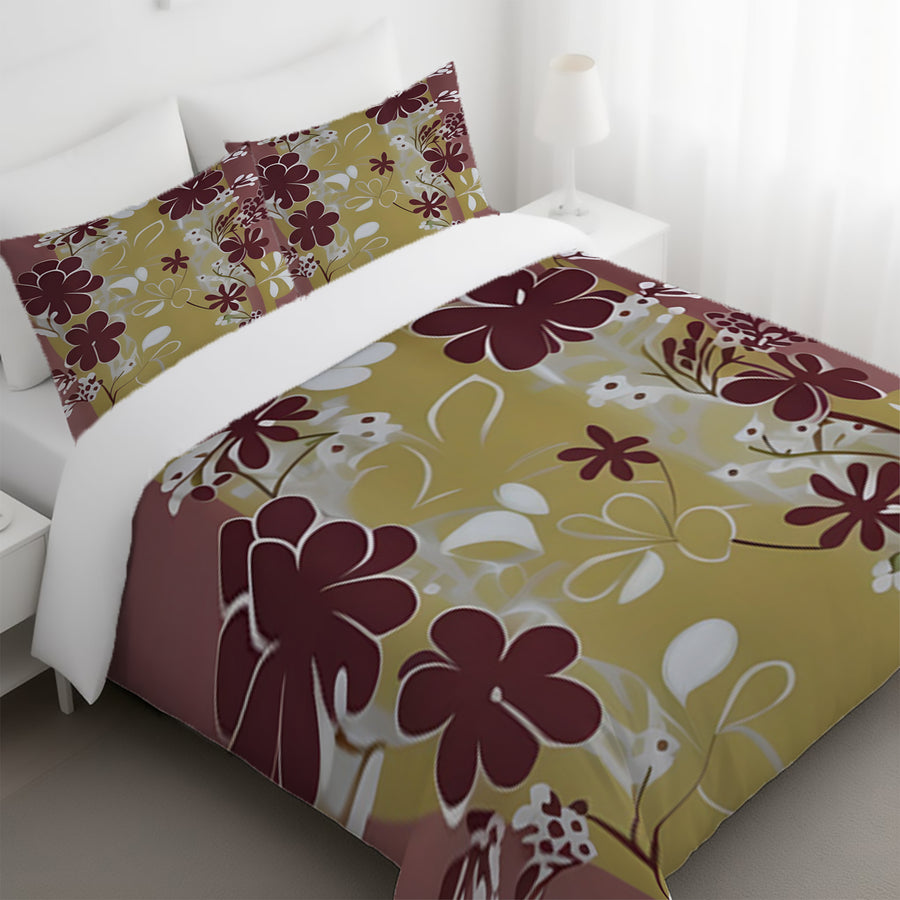 Purple Floral Abastract Botanical Pattern Duvet Cover