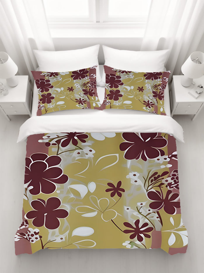 Purple Floral Abastract Botanical Pattern Duvet Cover
