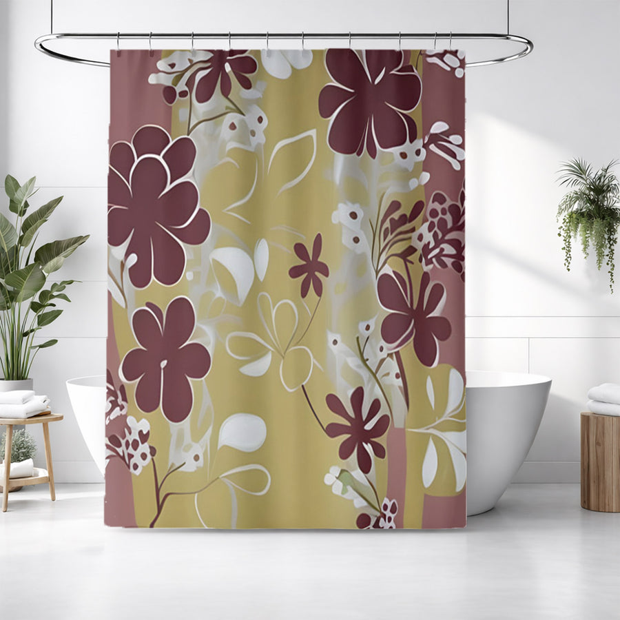 Purple Floral Abastract Botanical Pattern Shower Curtain