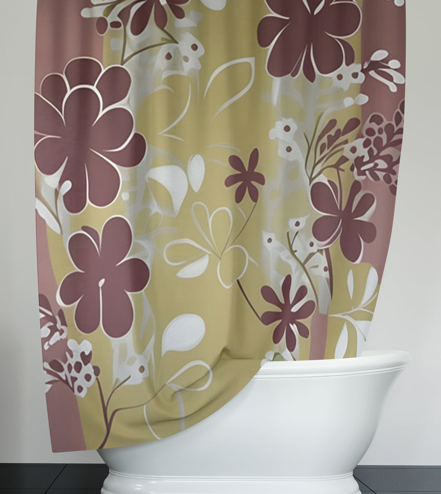 Purple Floral Abastract Botanical Pattern Shower Curtain