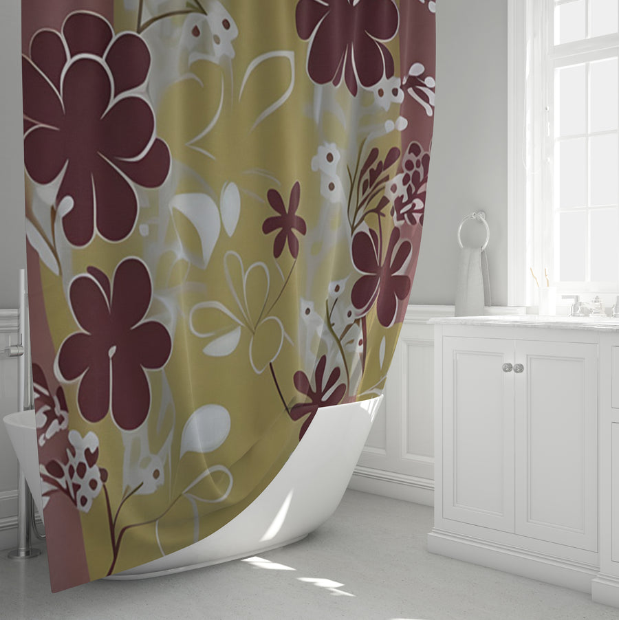 Purple Floral Abastract Botanical Pattern Shower Curtain