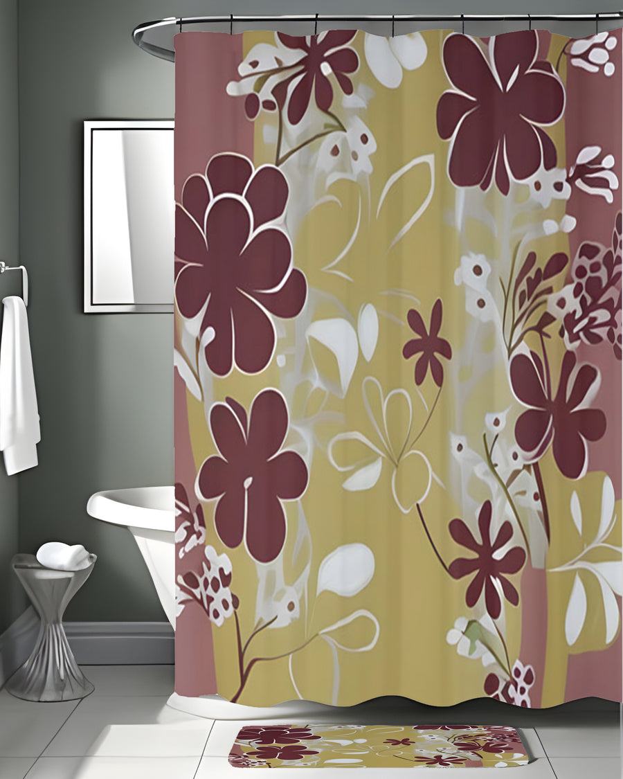 Purple Floral Abastract Botanical Pattern Shower Curtain
