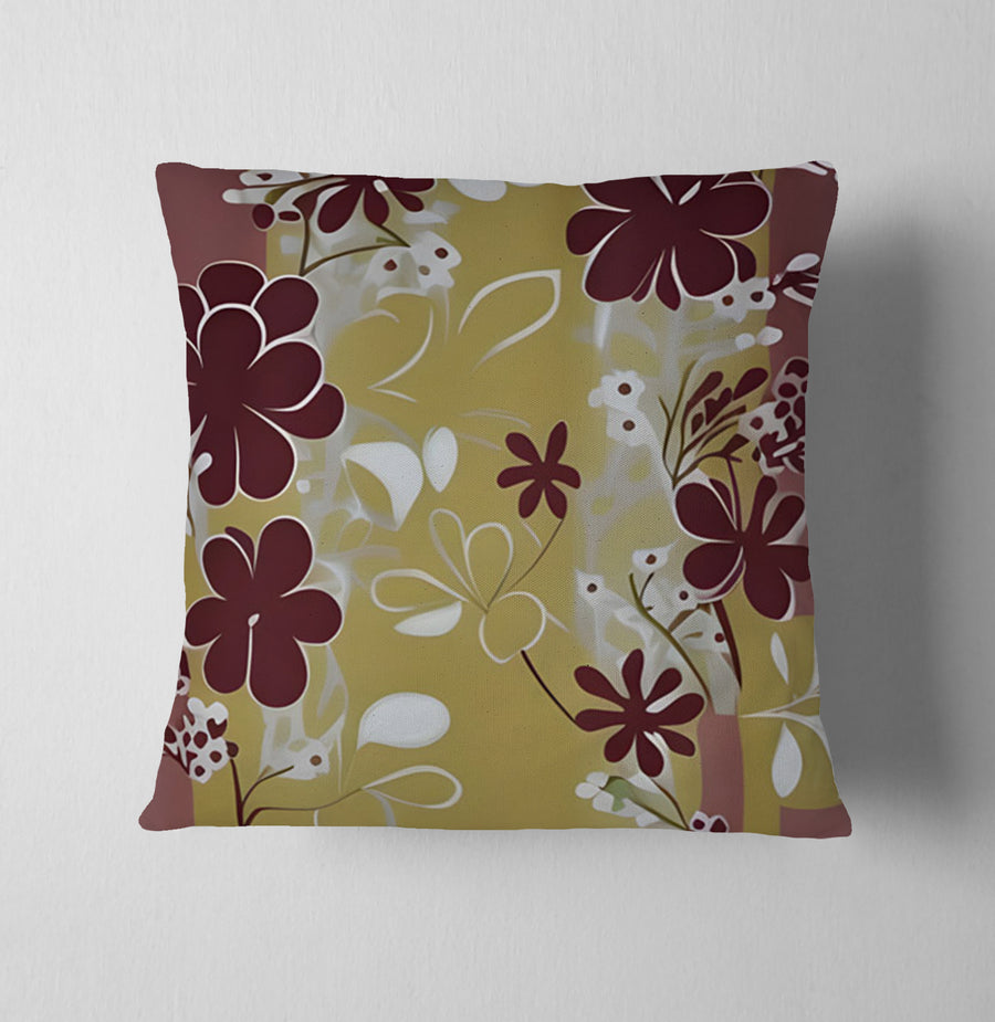 Purple Floral Abastract Botanical Pattern Throw Pillow Cover