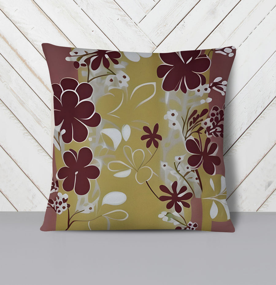 Purple Floral Abastract Botanical Pattern Throw Pillow Cover
