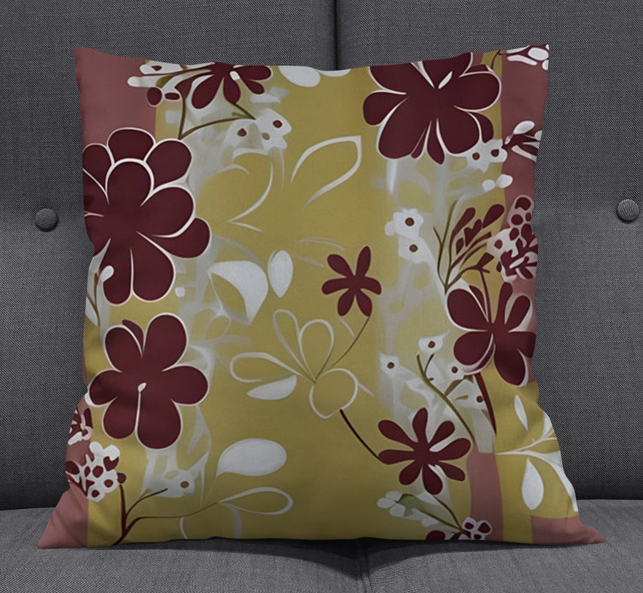 Purple Floral Abastract Botanical Pattern Throw Pillow Cover