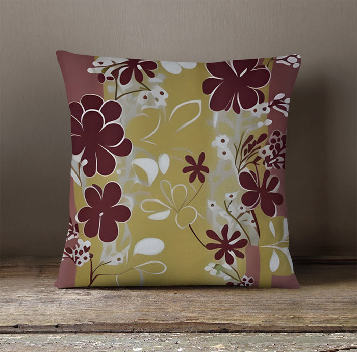 Purple Floral Abastract Botanical Pattern Throw Pillow Cover
