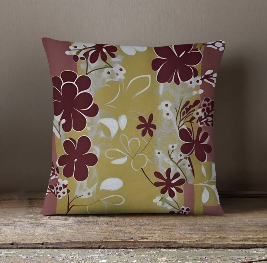 Purple Floral Abastract Botanical Pattern Throw Pillow Cover
