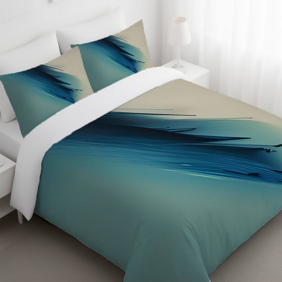 Blue Diagonal Brushstroke Abstract Pattern Duvet Cover