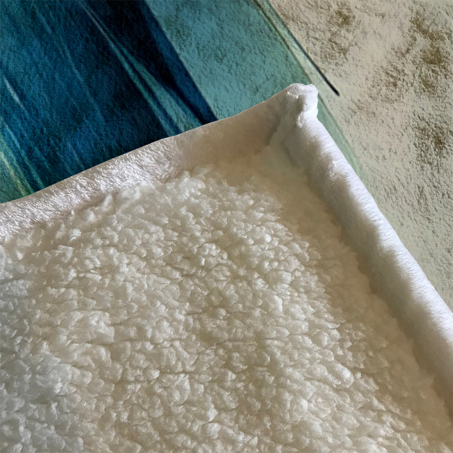 Blue Diagonal Brushstroke Abstract Pattern Fleece Sherpa Blanket