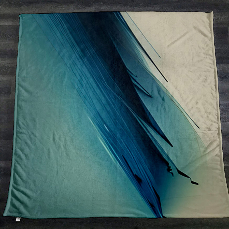 Blue Diagonal Brushstroke Abstract Pattern Fleece Sherpa Blanket