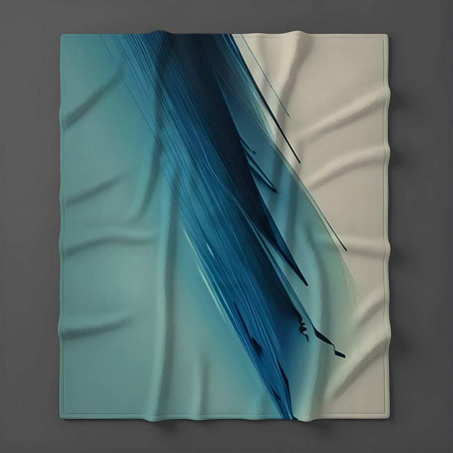 Blue Diagonal Brushstroke Abstract Pattern Fleece Sherpa Blanket