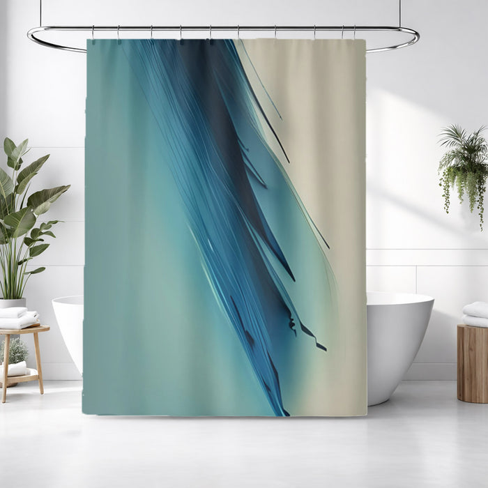 Blue Diagonal Brushstroke Abstract Pattern Shower Curtain