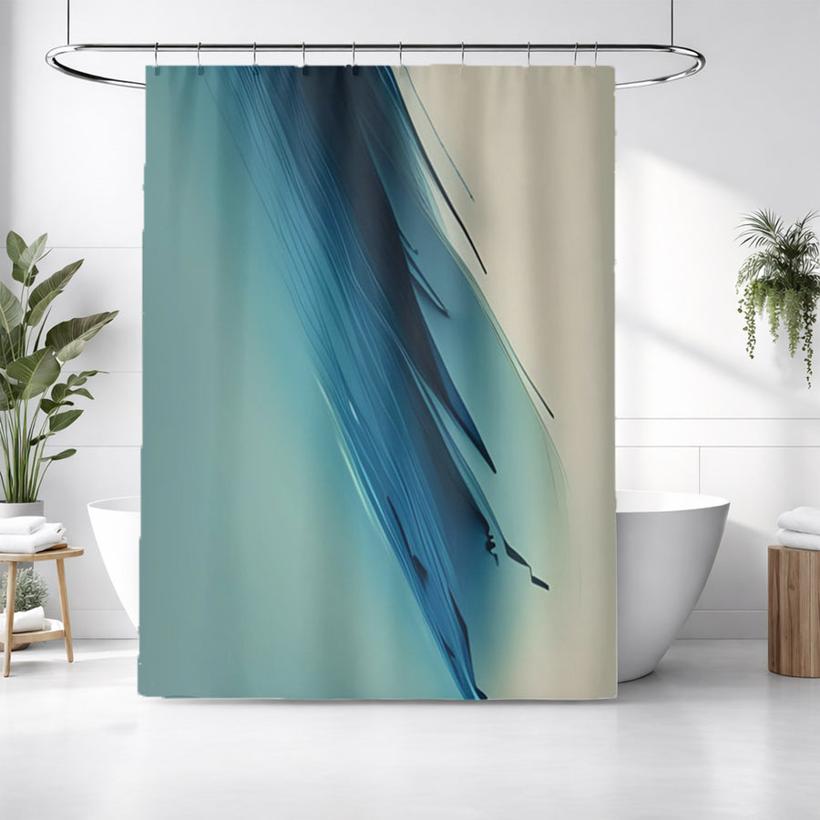 Blue Diagonal Brushstroke Abstract Pattern Shower Curtain