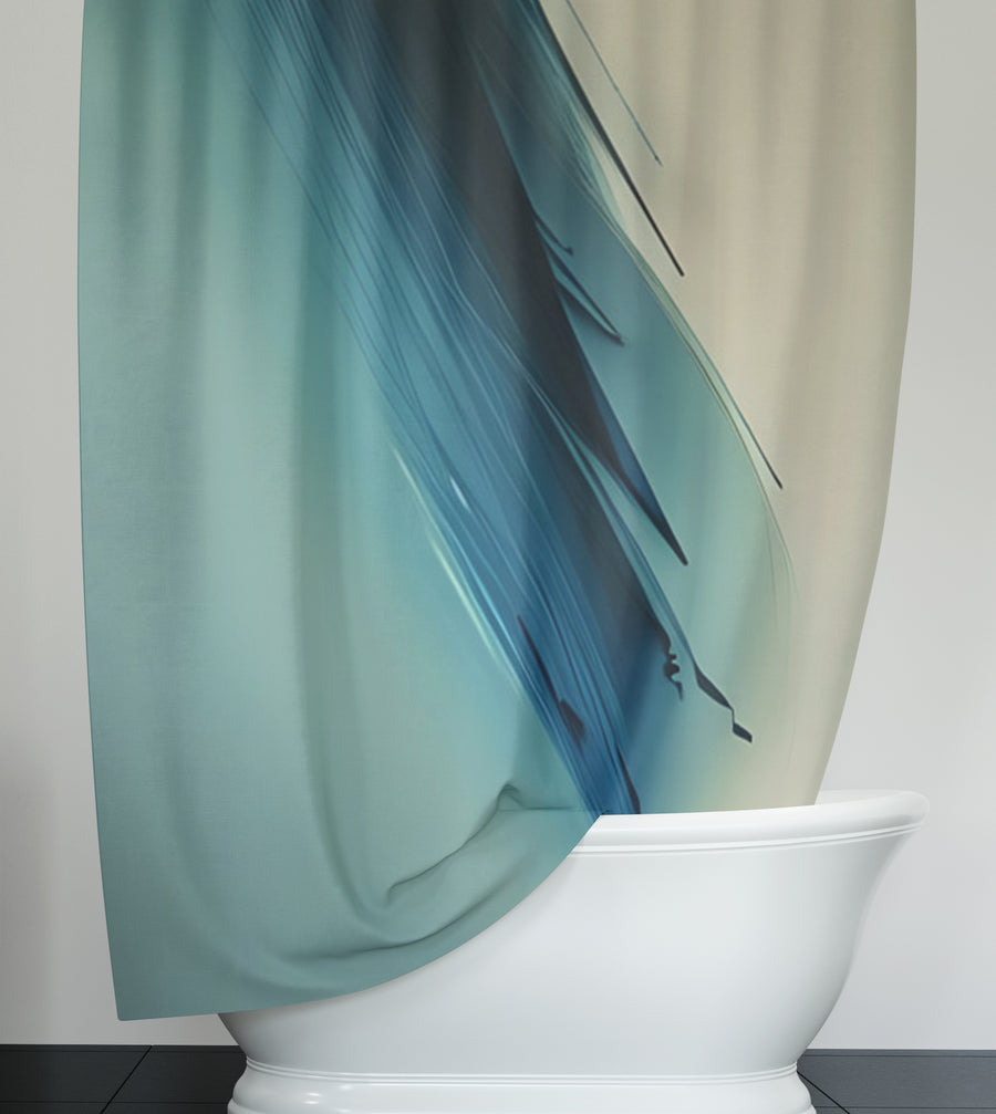 Blue Diagonal Brushstroke Abstract Pattern Shower Curtain