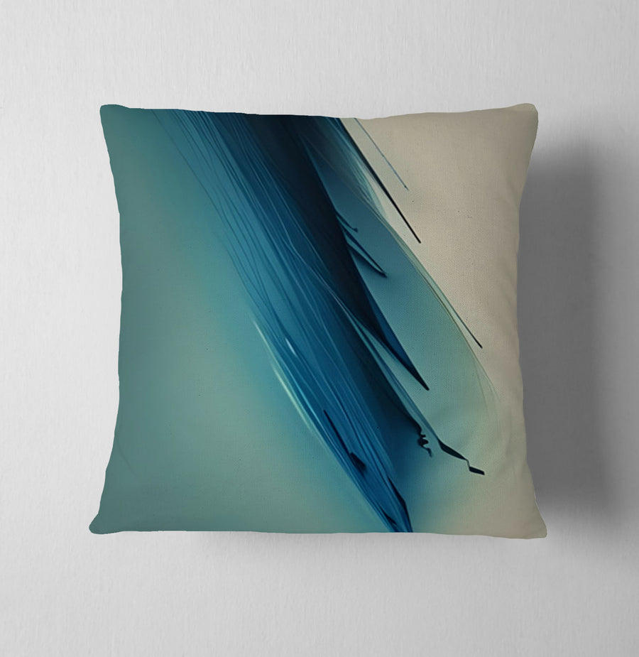 Blue Diagonal Brushstroke Abstract Pattern Throw Pillow Cover