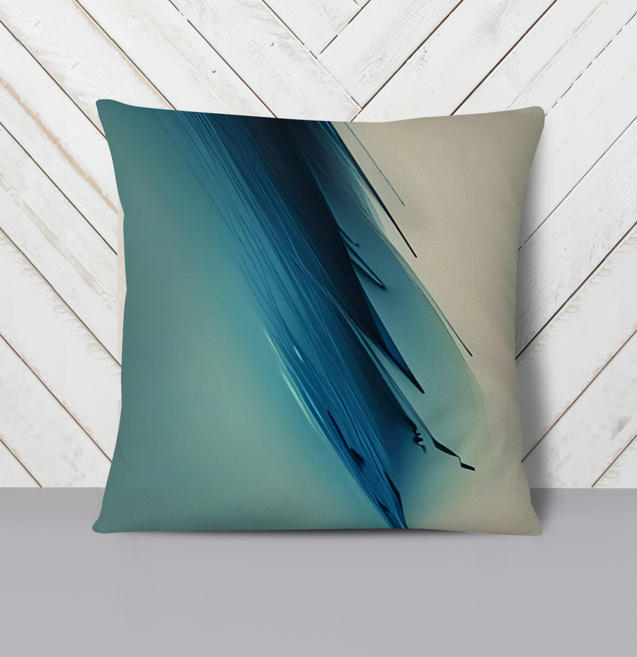 Blue Diagonal Brushstroke Abstract Pattern Throw Pillow Cover