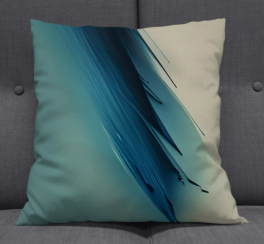 Blue Diagonal Brushstroke Abstract Pattern Throw Pillow Cover