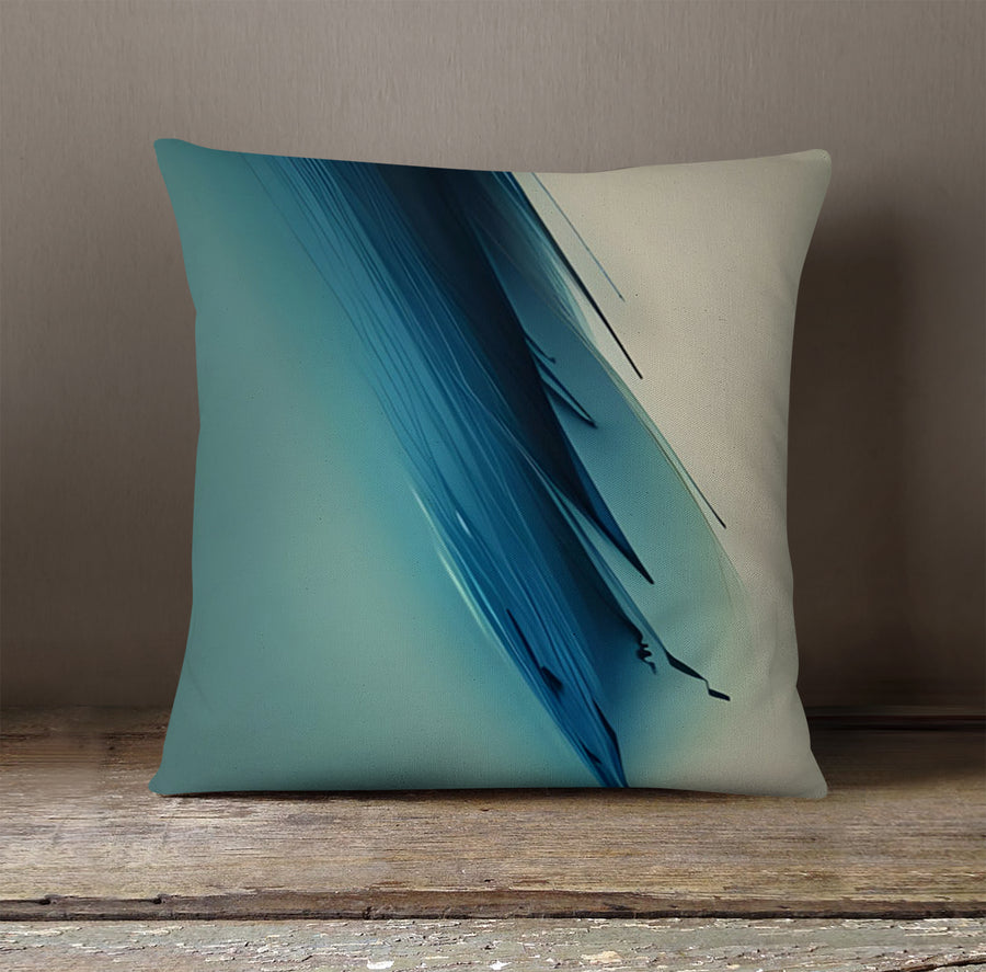 Blue Diagonal Brushstroke Abstract Pattern Throw Pillow Cover