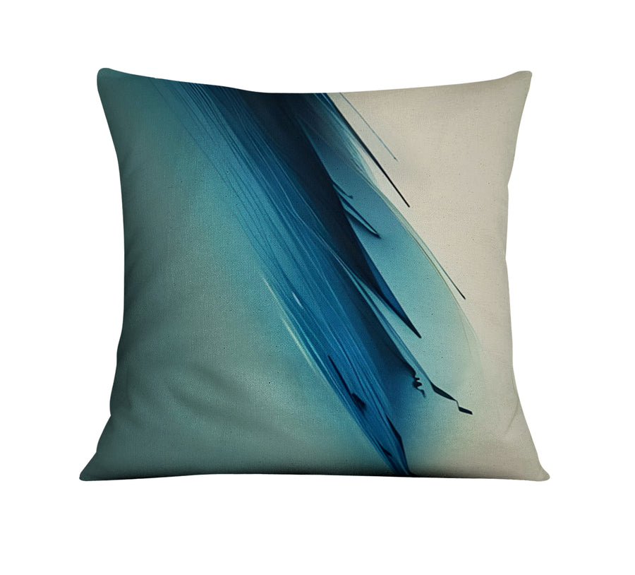 Blue Diagonal Brushstroke Abstract Pattern Throw Pillow Cover