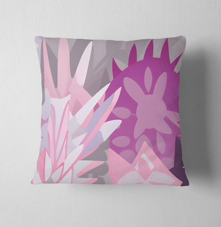 Pink Layered Floral Abstract Pattern Throw Pillow Cover