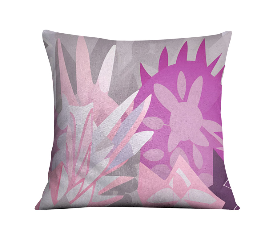 Pink Layered Floral Abstract Pattern Throw Pillow Cover