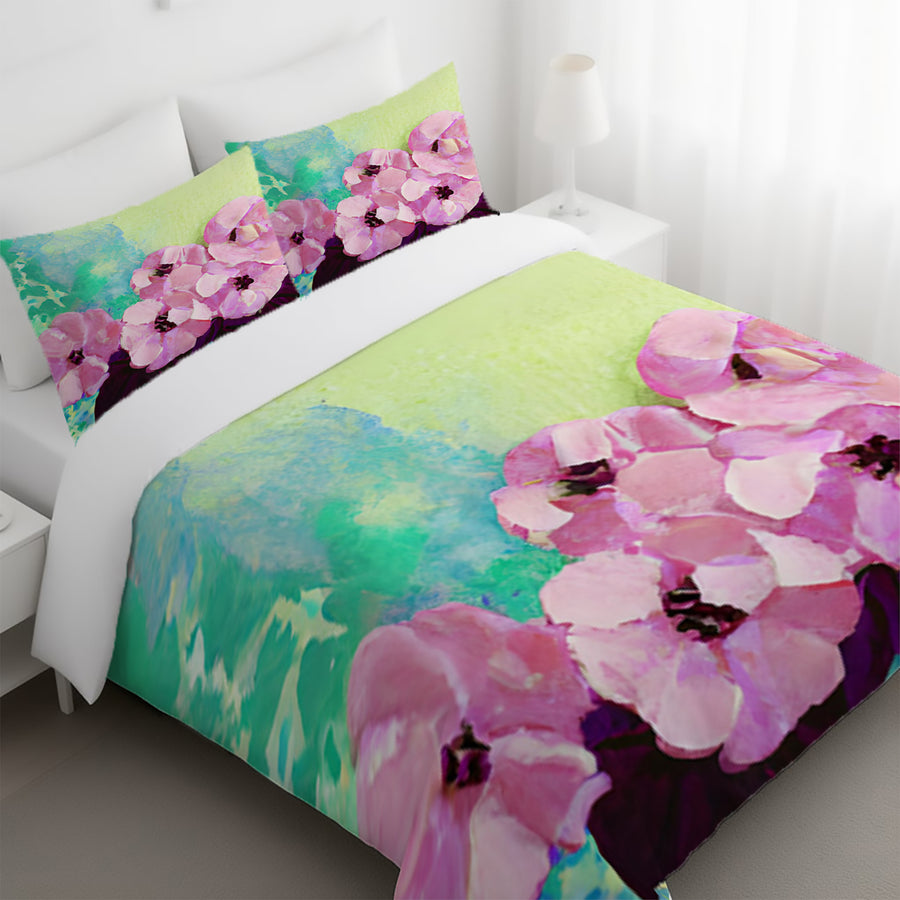 Pink Floral Botanical Artwork Duvet Cover