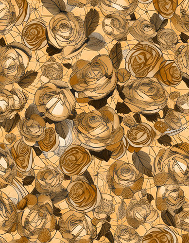Gold Rose Floral Pattern