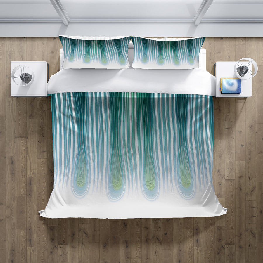 Teal Vertical Drip Stripe Pattern Duvet Cover