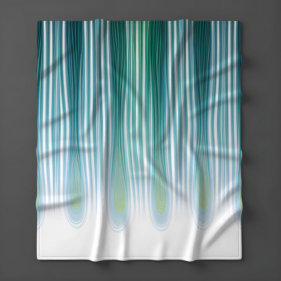 Teal Vertical Drip Stripe Pattern Fleece Sherpa Blanket