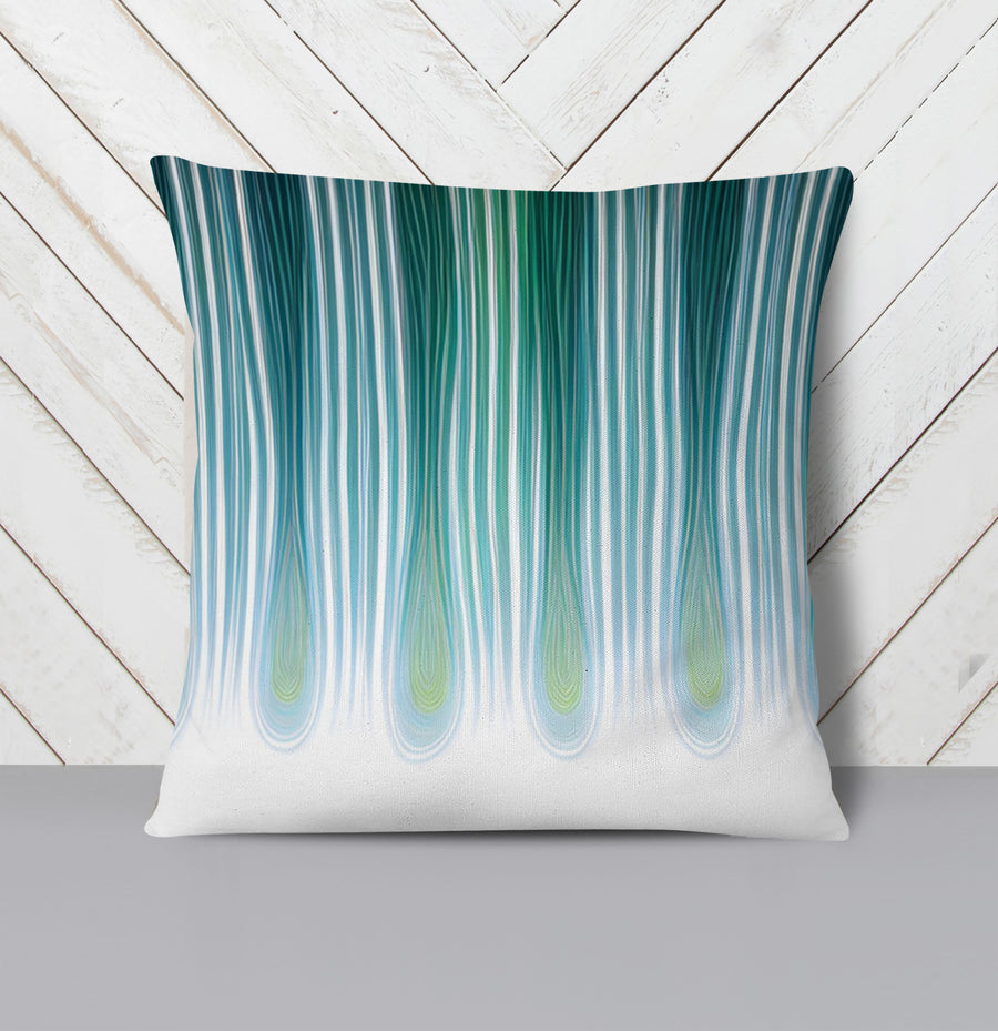 Teal Vertical Drip Stripe Pattern Throw Pillow Cover