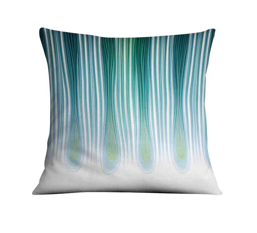 Teal Vertical Drip Stripe Pattern Throw Pillow Cover