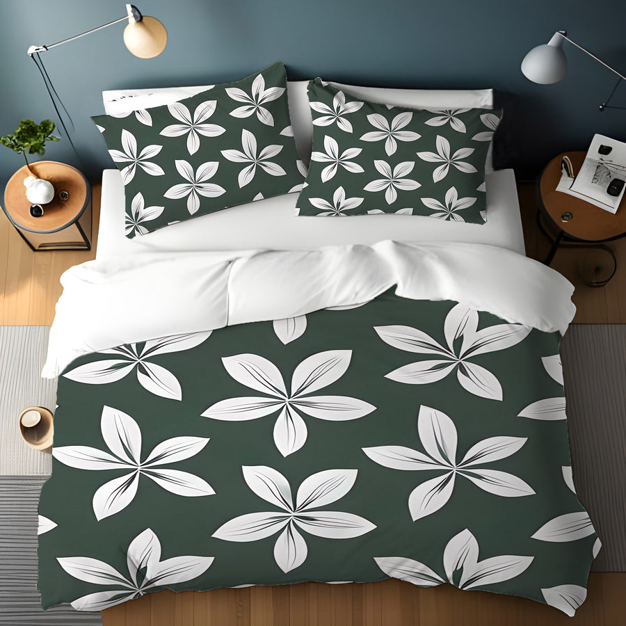 Green Floral Botanical Pattern Duvet Cover