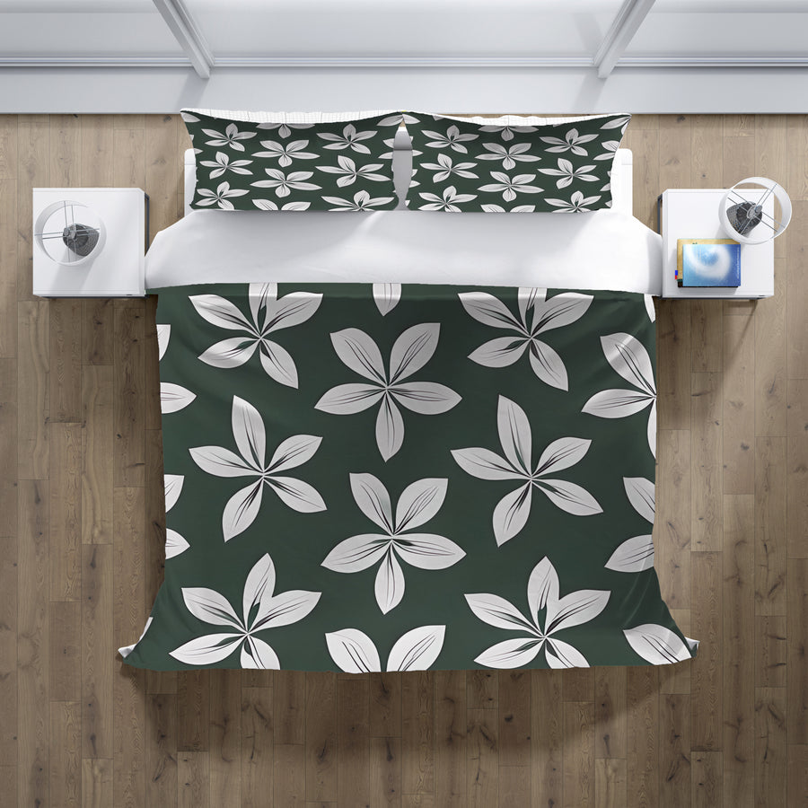 Green Floral Botanical Pattern Duvet Cover