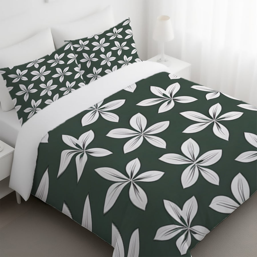 Green Floral Botanical Pattern Duvet Cover