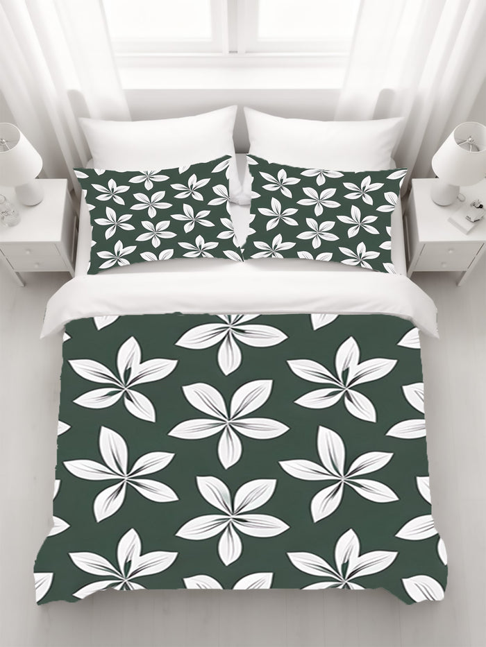 Green Floral Botanical Pattern Duvet Cover