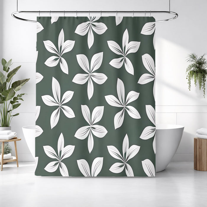 Green Floral Botanical Pattern Shower Curtain
