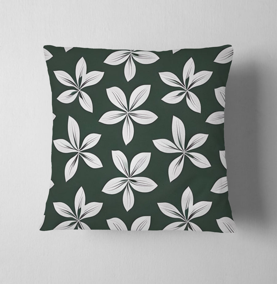 Green Floral Botanical Pattern Throw Pillow Cover