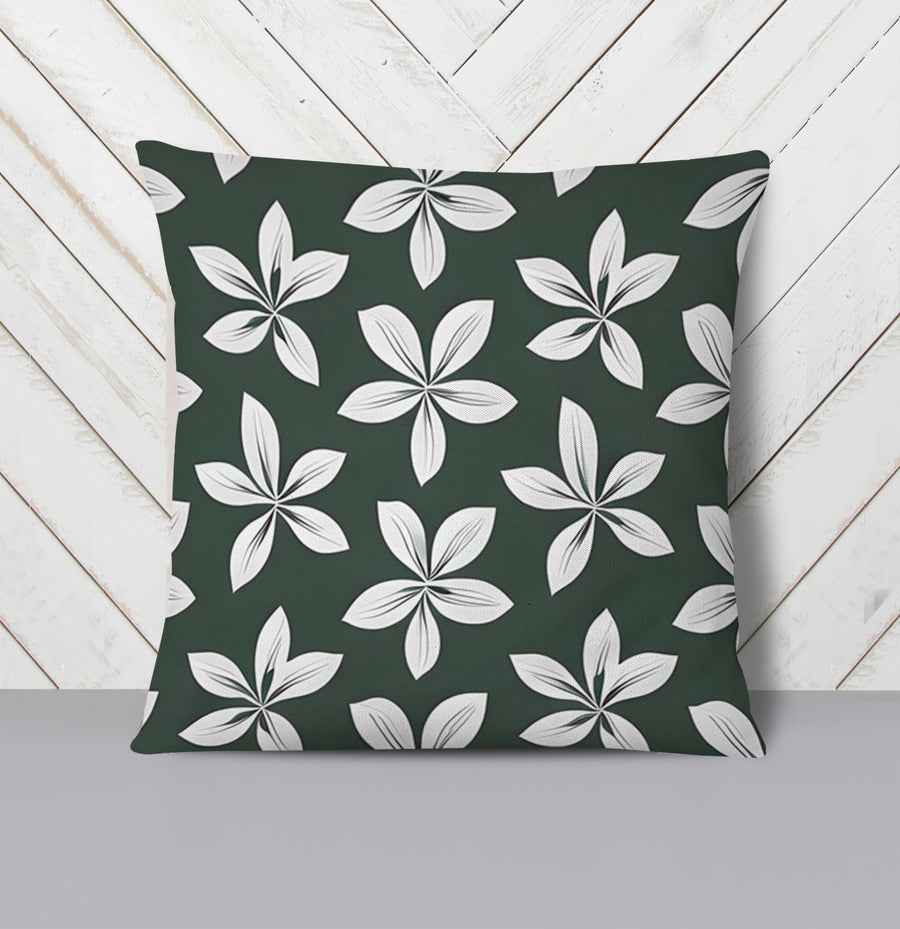Green Floral Botanical Pattern Throw Pillow Cover