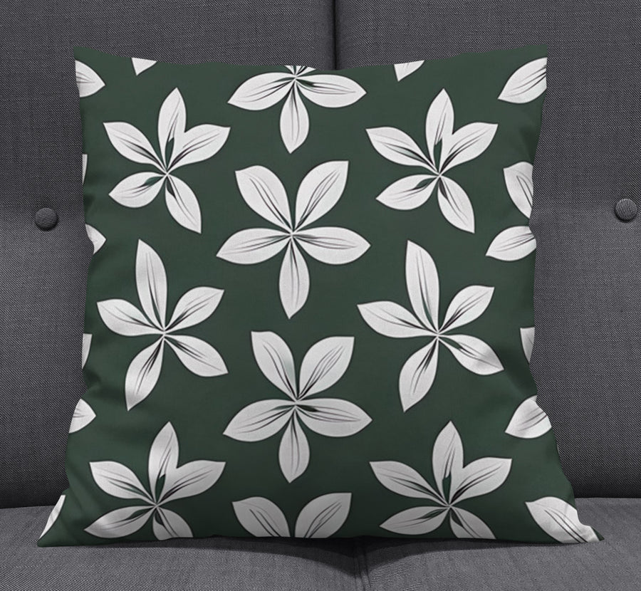 Green Floral Botanical Pattern Throw Pillow Cover