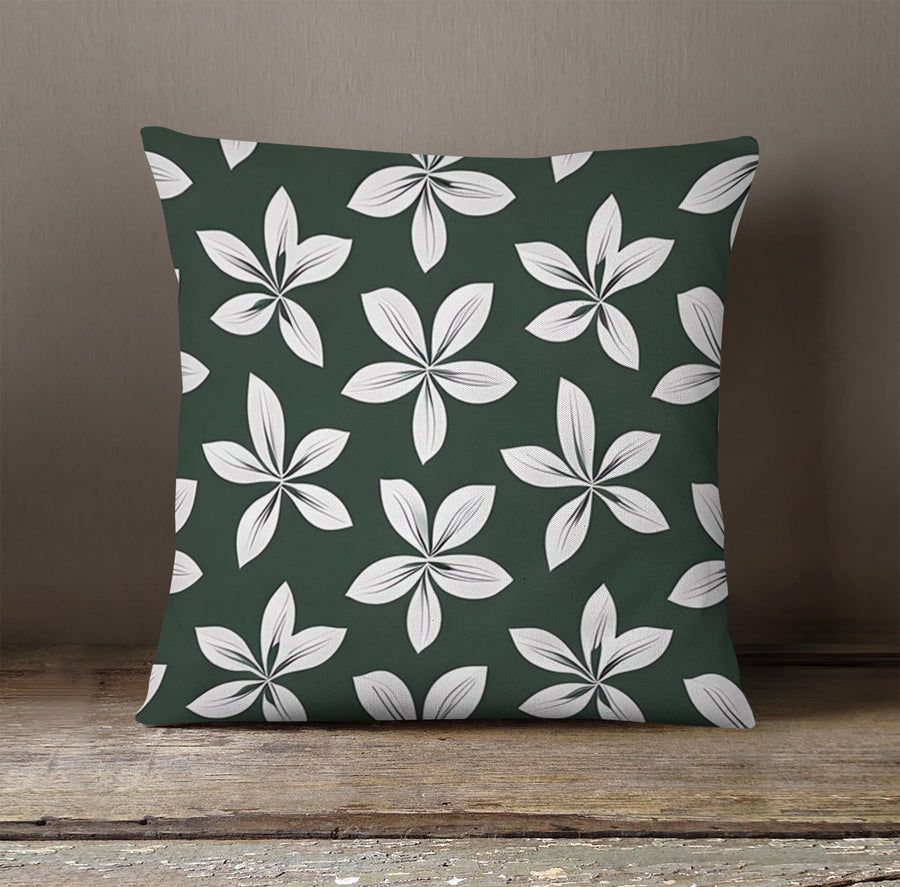 Green Floral Botanical Pattern Throw Pillow Cover