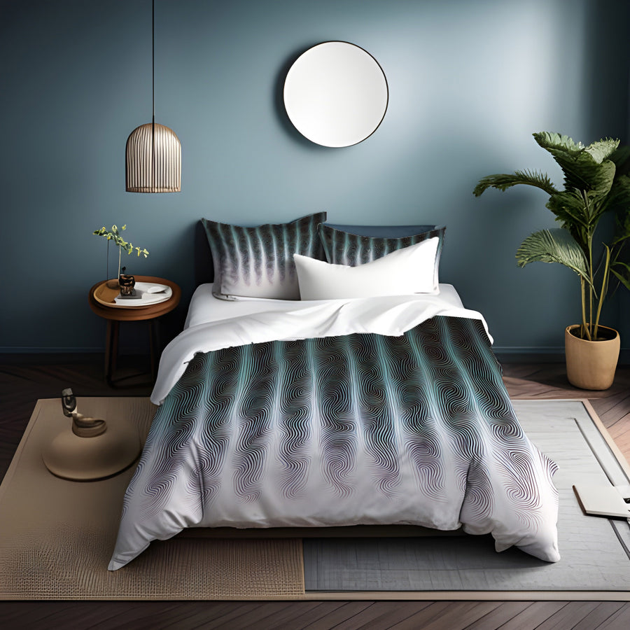 Gray Vertical Glow Texture Pattern Duvet Cover