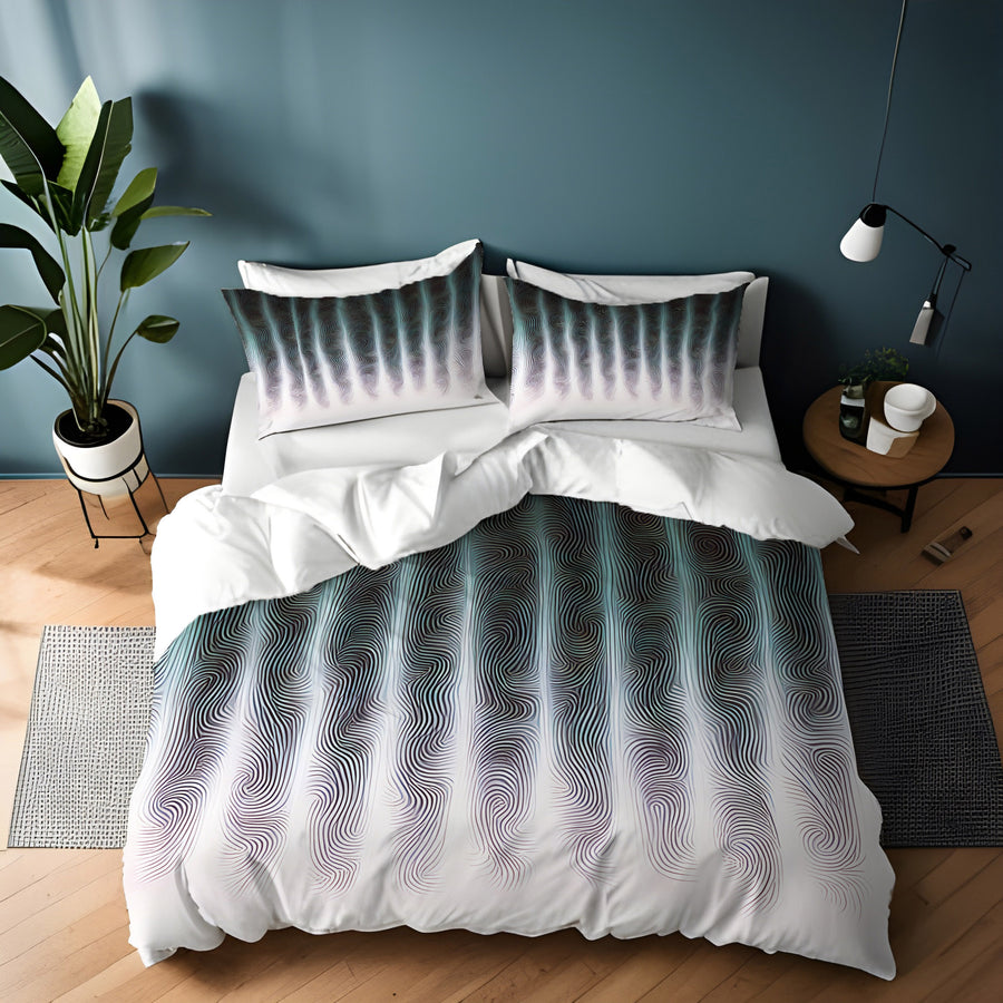 Gray Vertical Glow Texture Pattern Duvet Cover