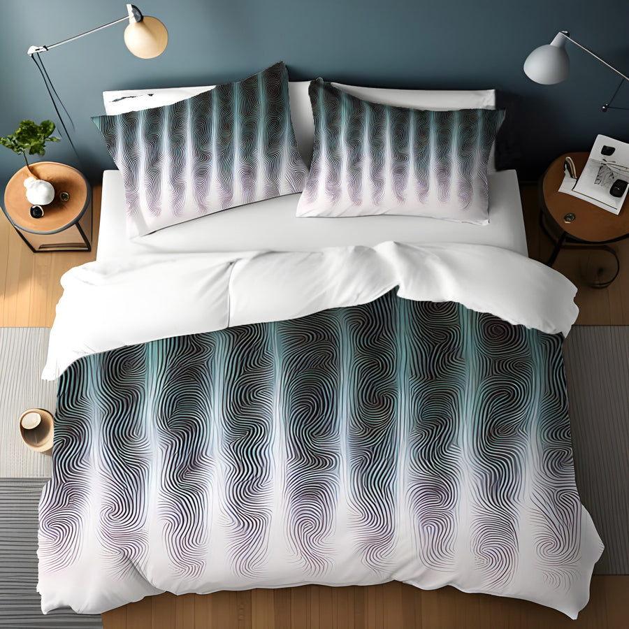 Gray Vertical Glow Texture Pattern Duvet Cover