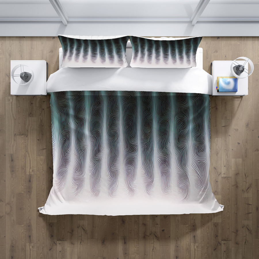 Gray Vertical Glow Texture Pattern Duvet Cover