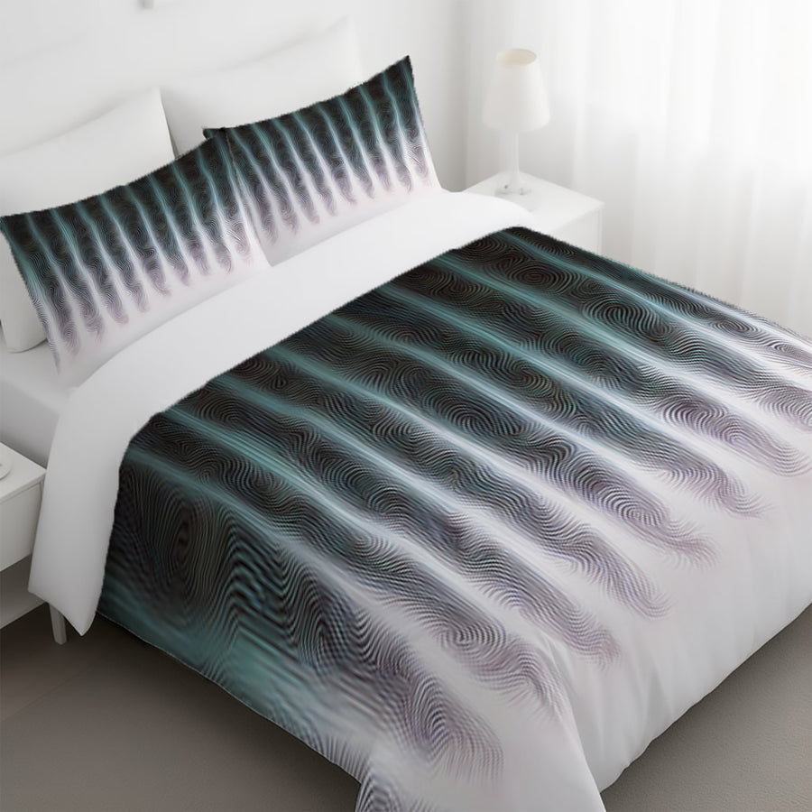 Gray Vertical Glow Texture Pattern Duvet Cover
