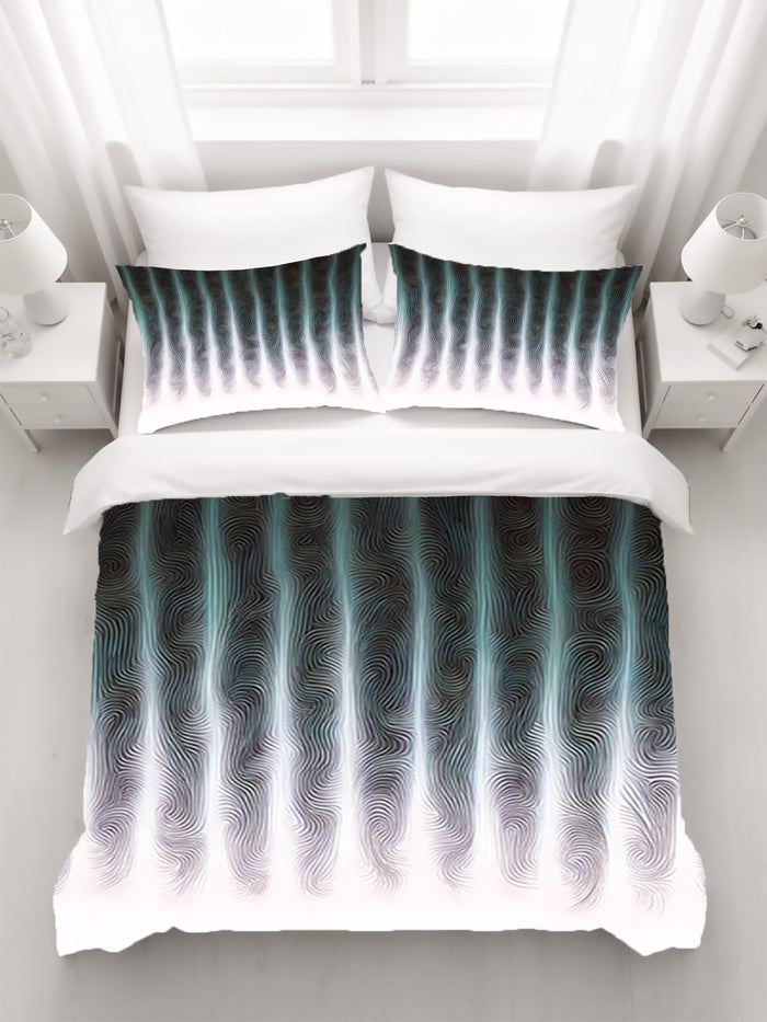 Gray Vertical Glow Texture Pattern Duvet Cover