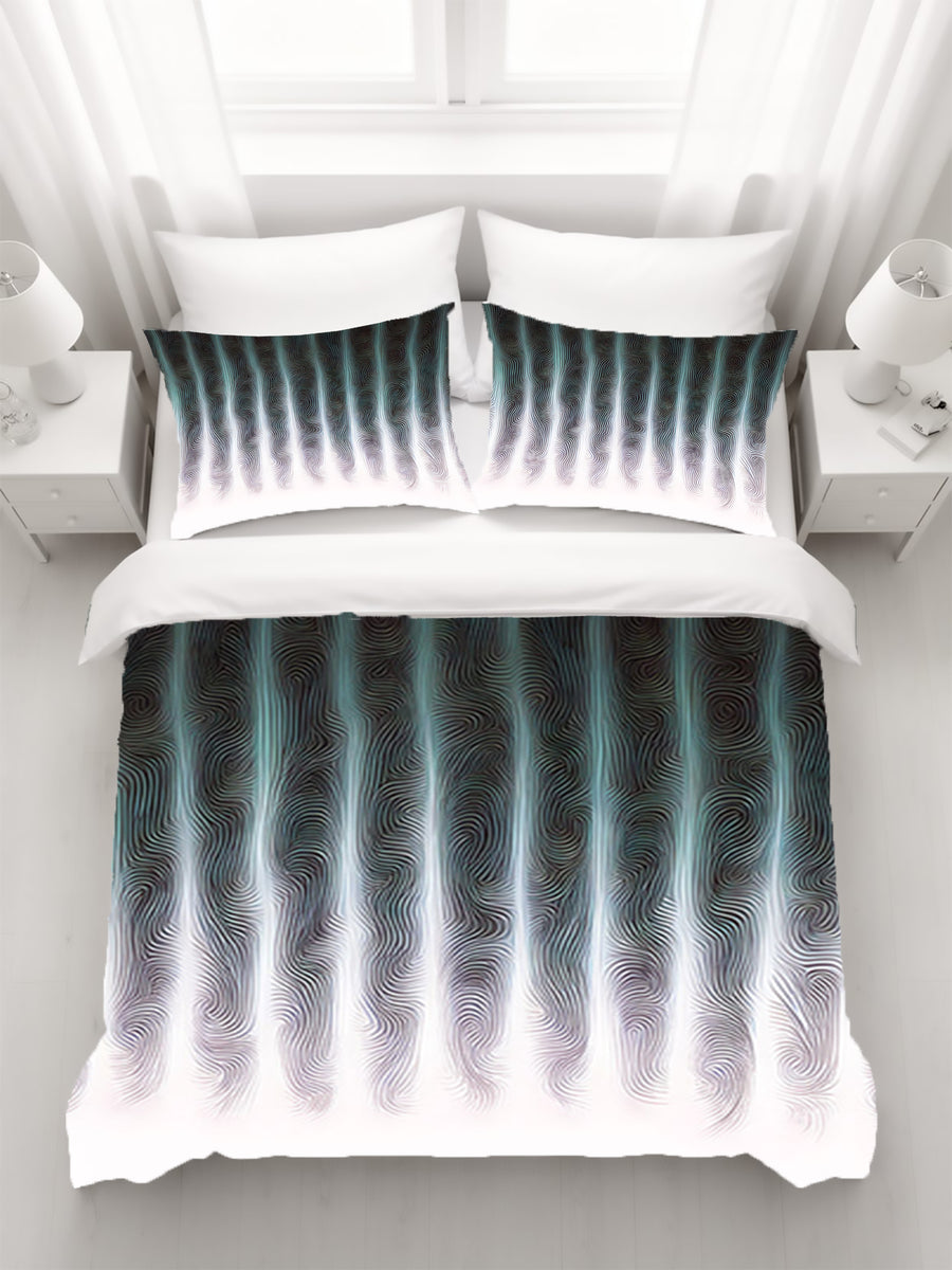 Gray Vertical Glow Texture Pattern Duvet Cover