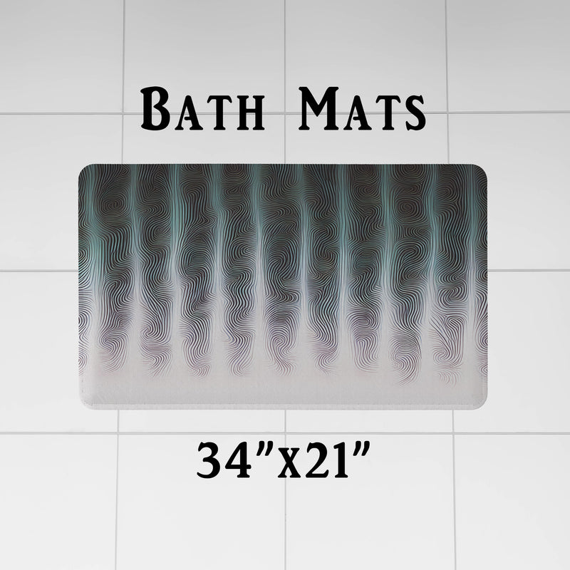 Abstract Striped Shower Curtains - Black, White and Green Wavy Line Pattern - Deja Blue Studios