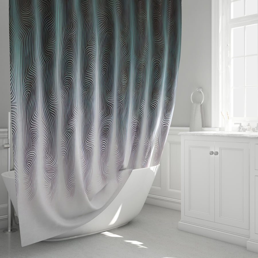 Gray Vertical Glow Texture Pattern Shower Curtain